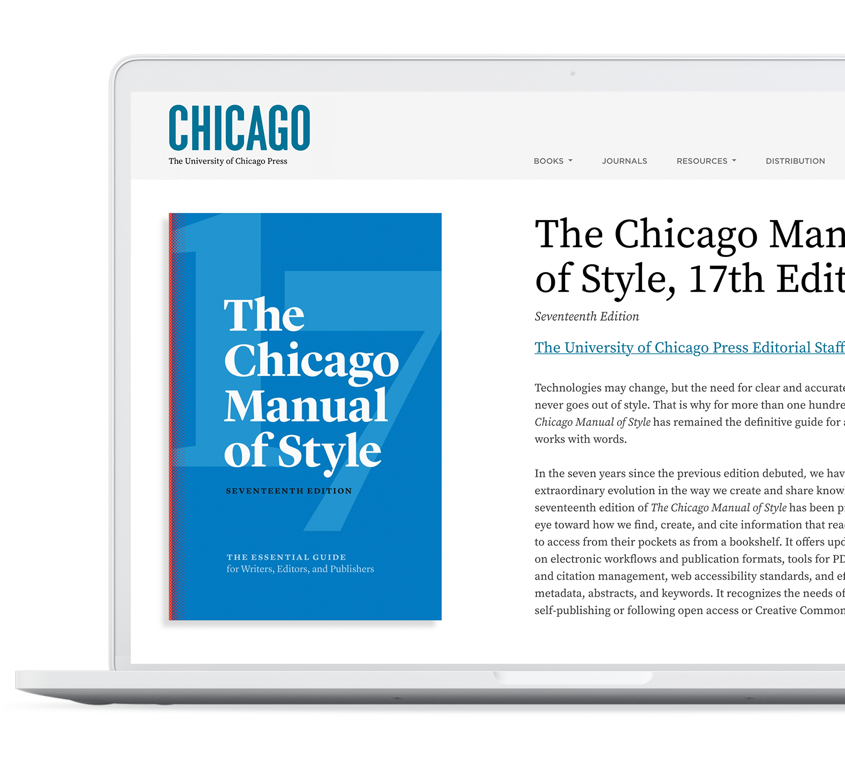 Laptop with screenshot on screen of manual for Chicago format